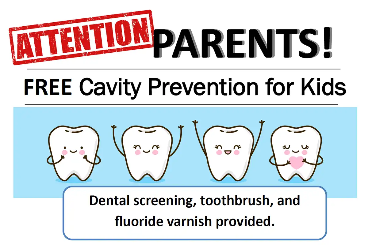 Free cavity prevention and fluoride varnish clinic for children on June 29