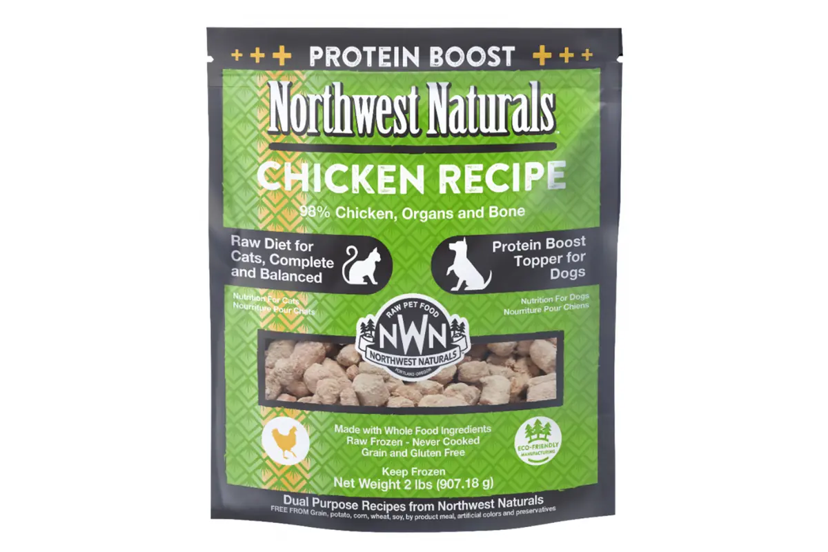 Front of a Northwest Naturals Frozen Chicken Recipe raw pet food bag