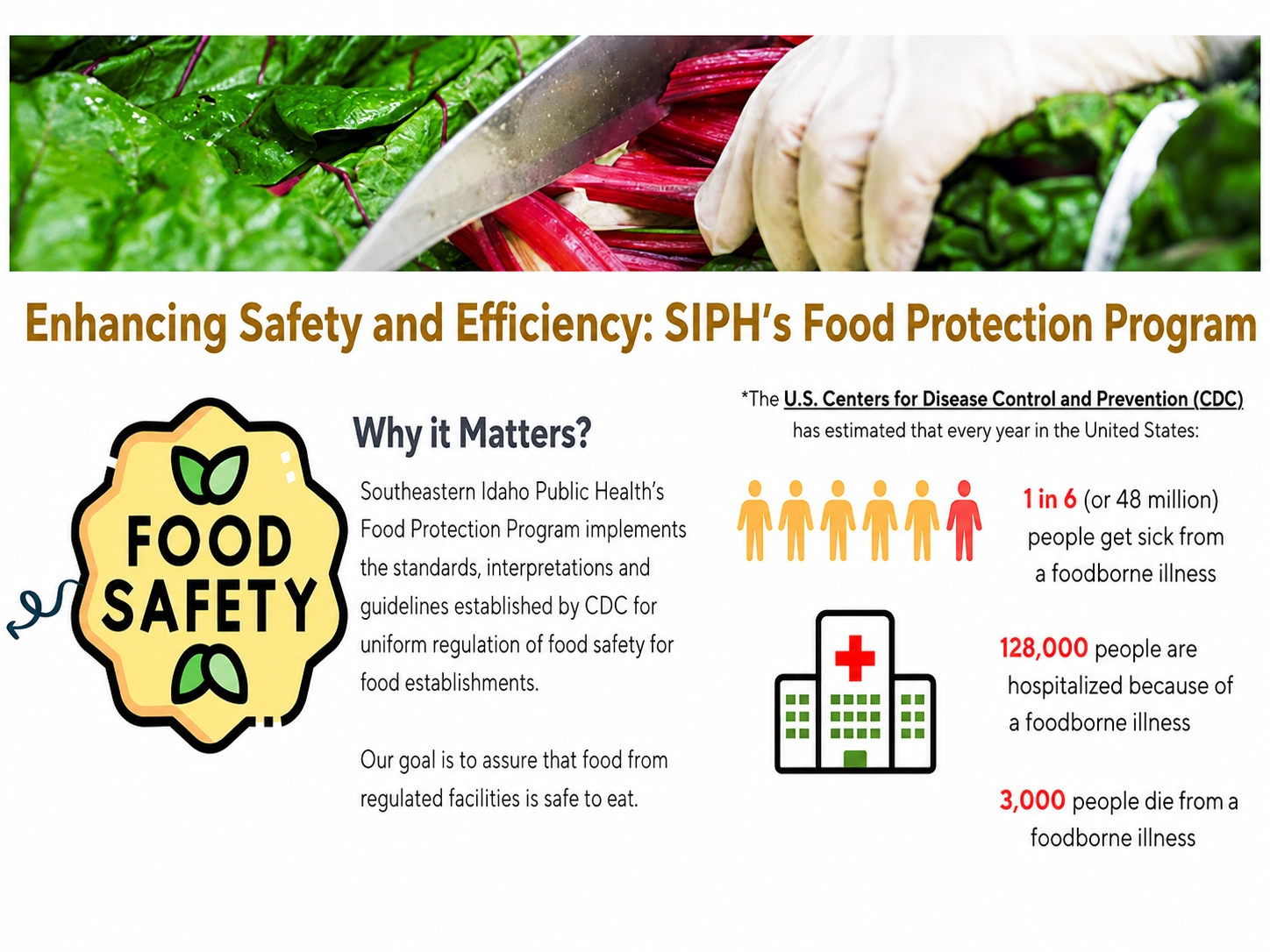 Food safety icon and CDC foodborne illness estimates